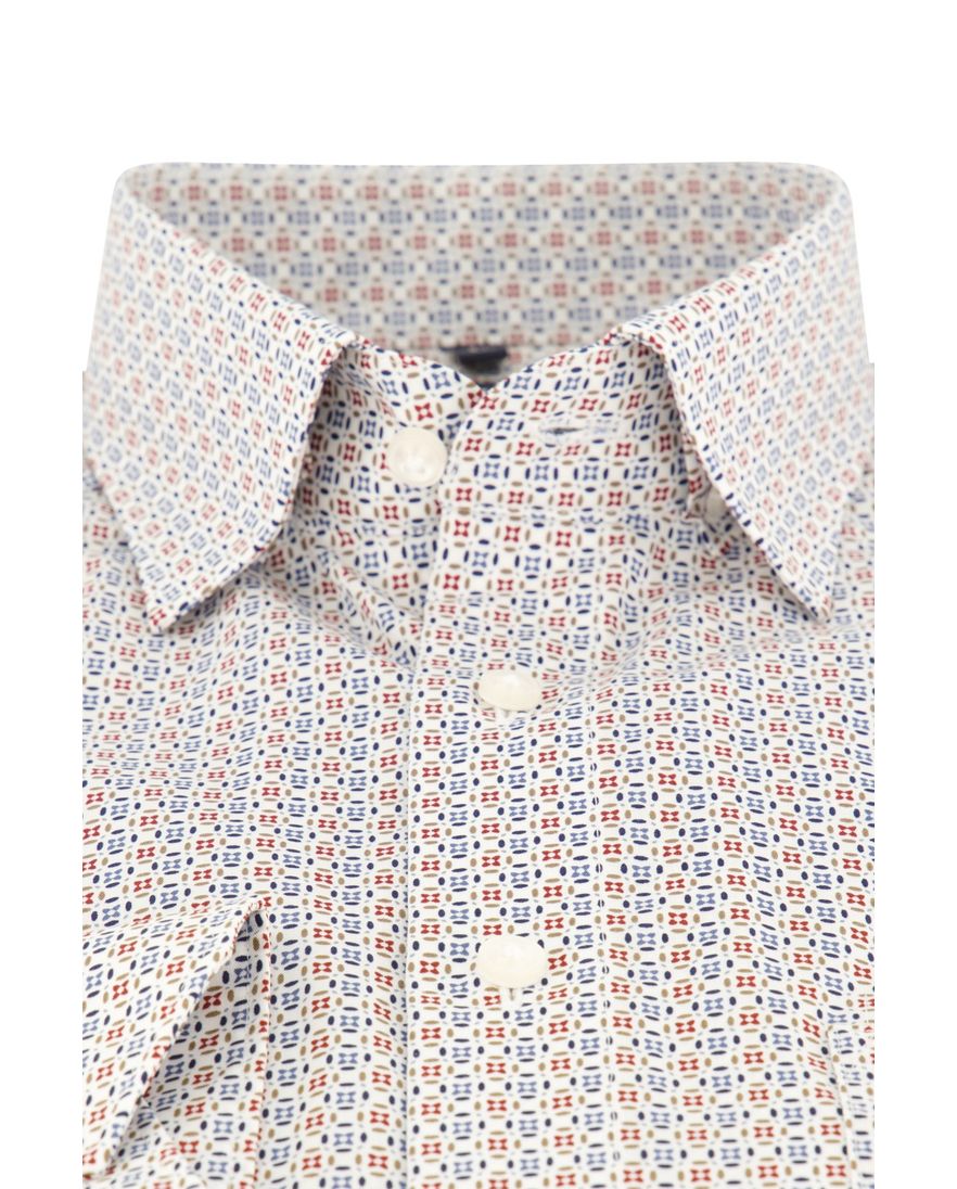 Olymp Luxor overhemd rood blauw en wit geprint Modern Fit ml 7