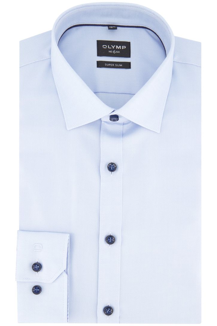 Olymp overhemd lichtblauw geprint katoen