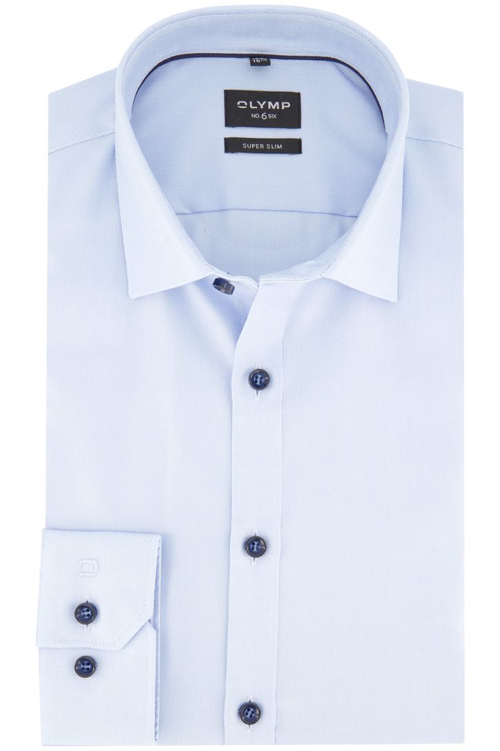 Olymp overhemd lichtblauw geprint katoen