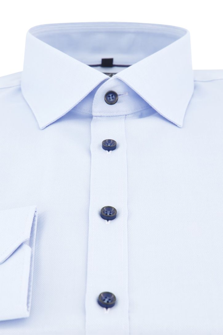 Olymp overhemd lichtblauw geprint katoen