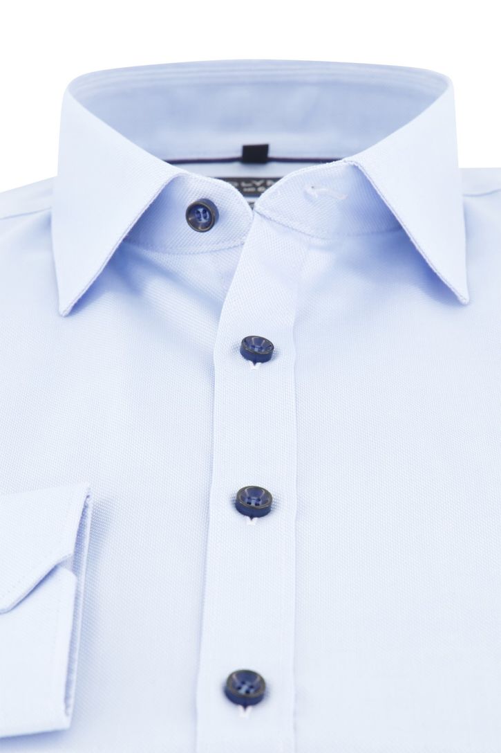 Olymp overhemd lichtblauw geprint katoen