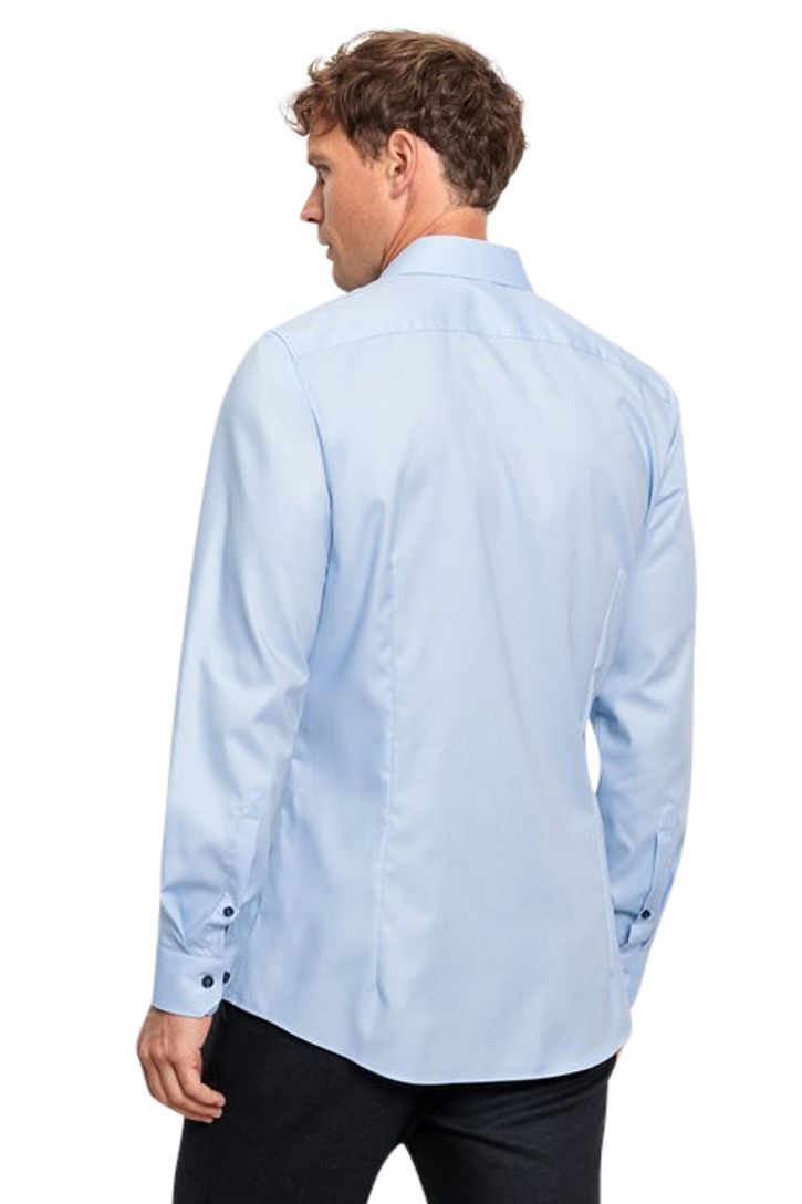 Olymp overhemd lichtblauw geprint katoen