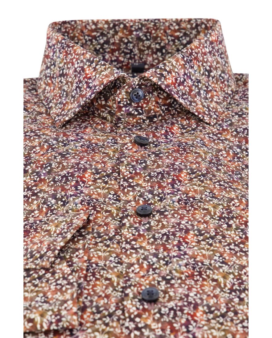 Olymp overhemd rood geprint modern fit strijkvrij