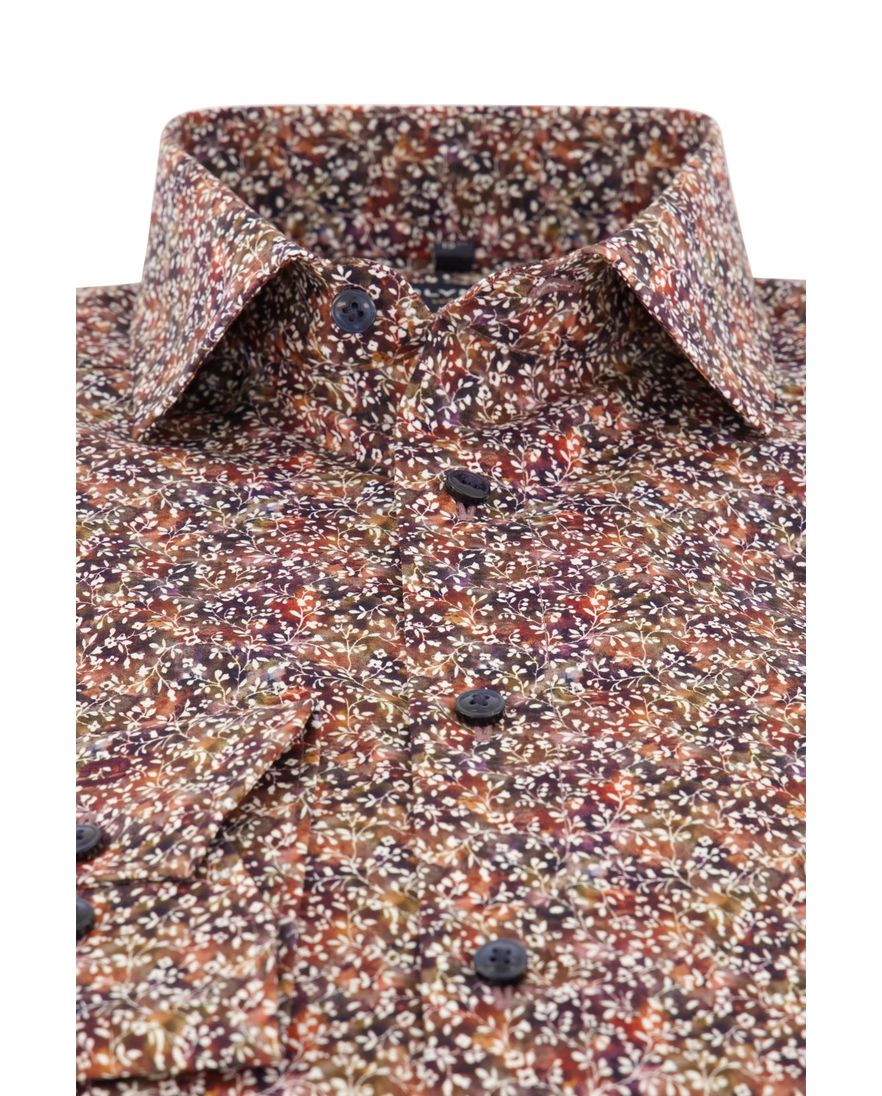 Olymp overhemd rood geprint modern fit strijkvrij