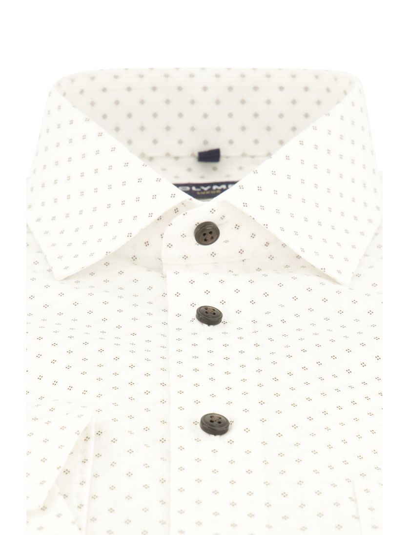 Olymp Luxor overhemd Modern Fit wit bruin geprint