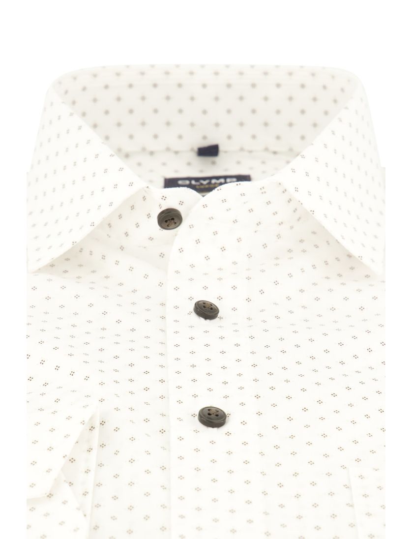 Olymp Luxor overhemd Modern Fit wit bruin geprint