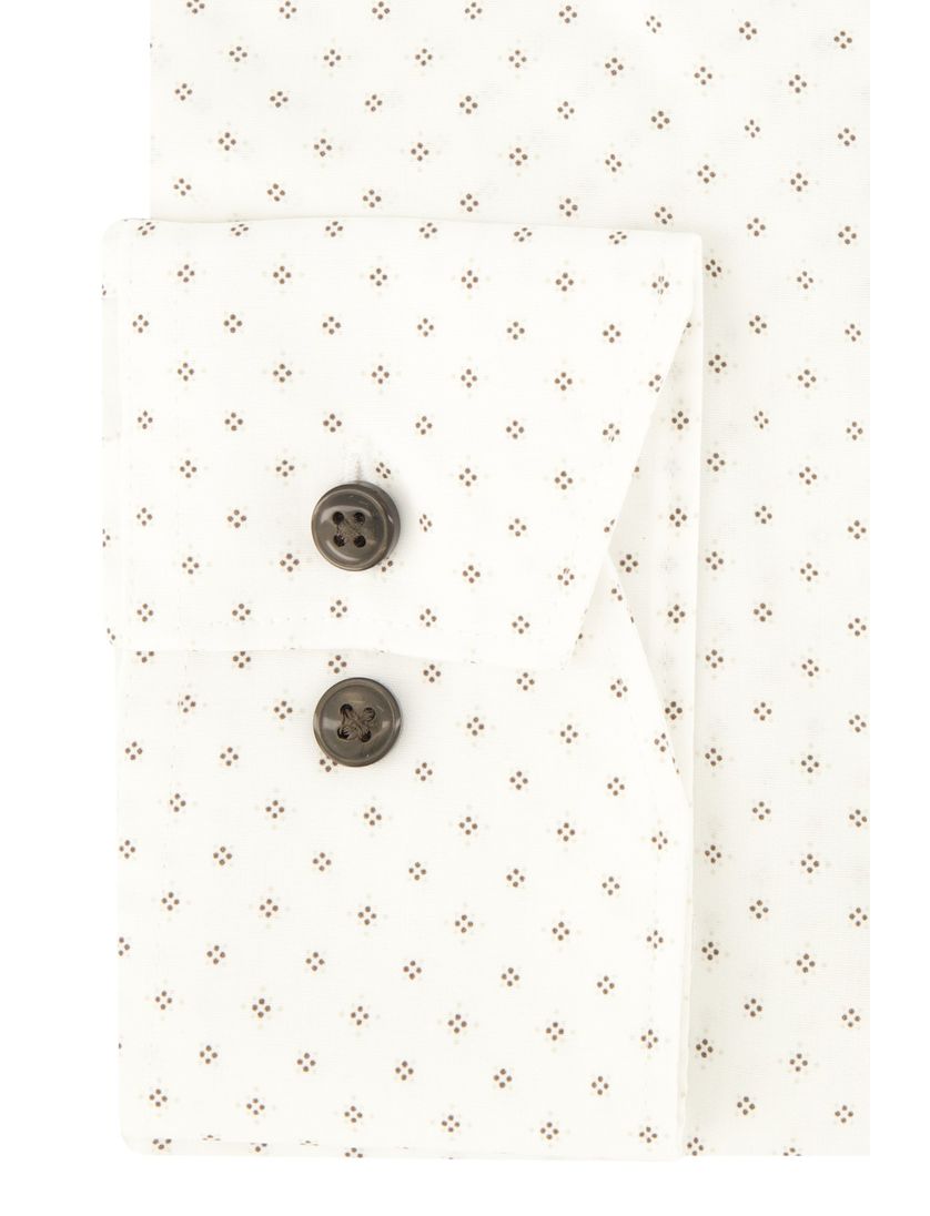 Olymp Luxor overhemd Modern Fit wit bruin geprint