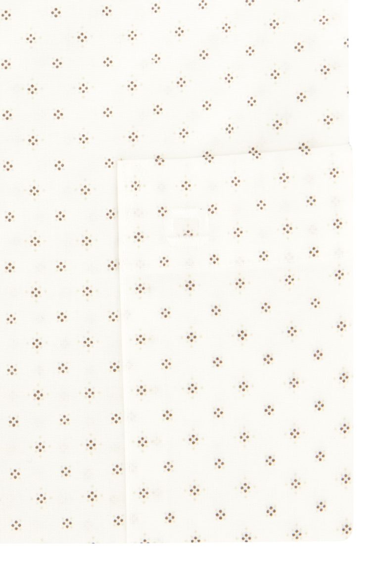 Olymp Luxor overhemd Modern Fit wit bruin geprint strijkvrij