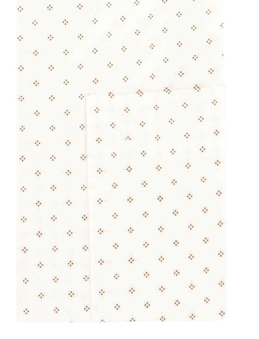 Olymp Luxor overhemd Modern Fit wit bruin geprint