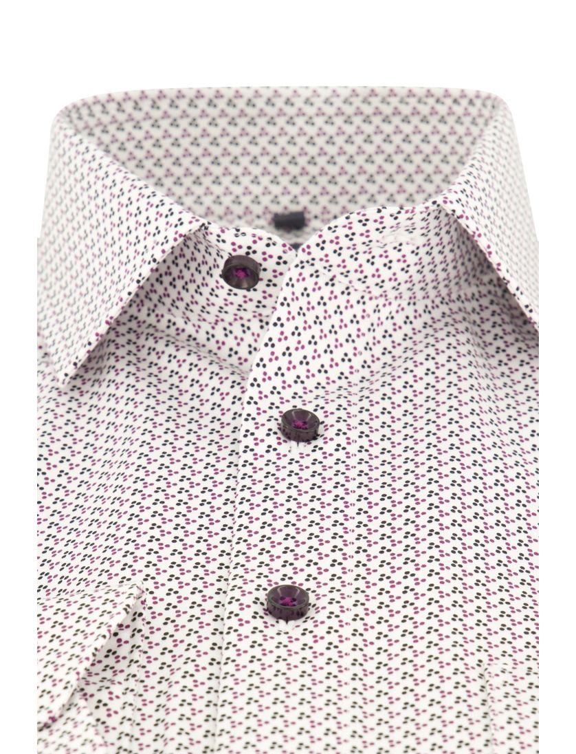 Olymp Luxor overhemd paars geprint Modern Fit strijkvrij