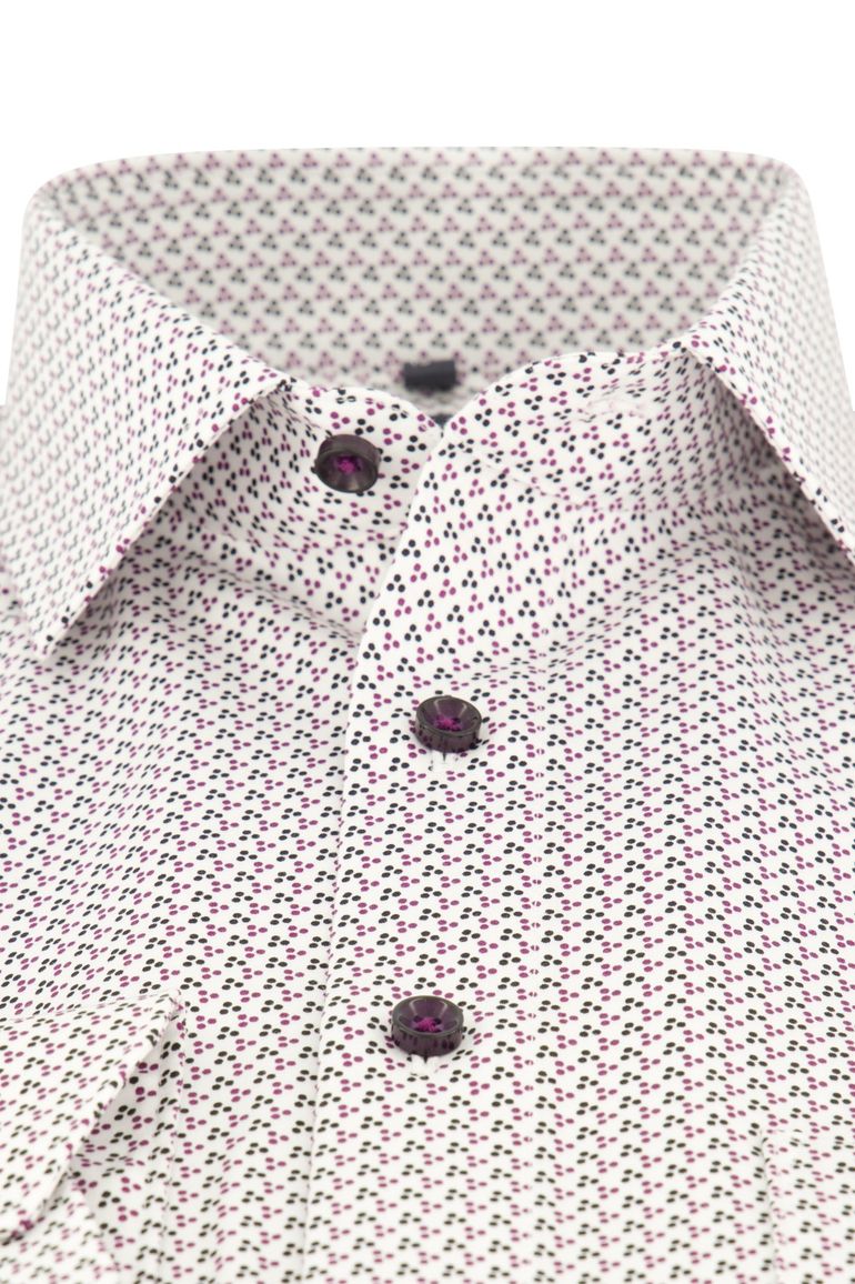 Olymp Luxor overhemd paars geprint Modern Fit strijkvrij