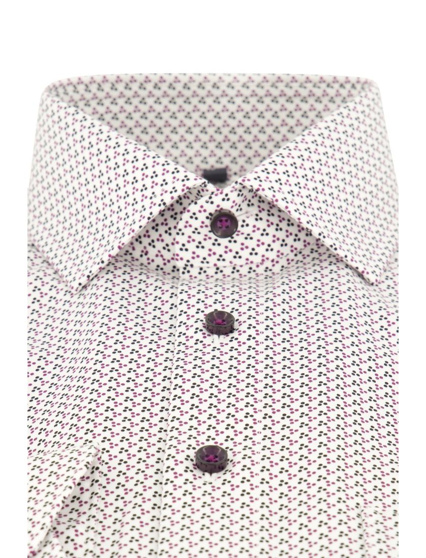 Olymp Luxor overhemd paars geprint Modern Fit strijkvrij