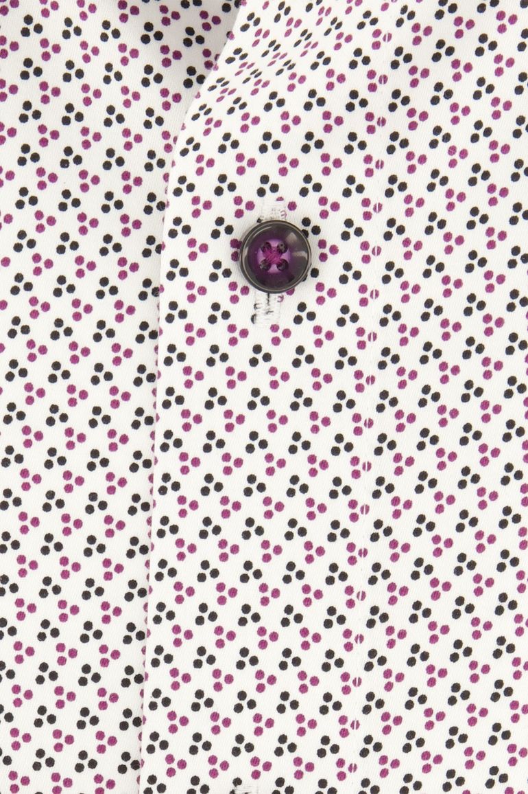 Olymp Luxor overhemd paars geprint Modern Fit strijkvrij