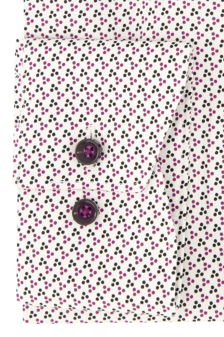 Olymp Luxor overhemd paars geprint Modern Fit strijkvrij