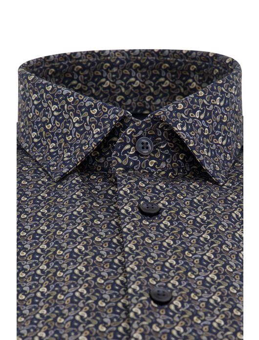 Olymp Luxor Modern Fit overhemd donkerblauw print