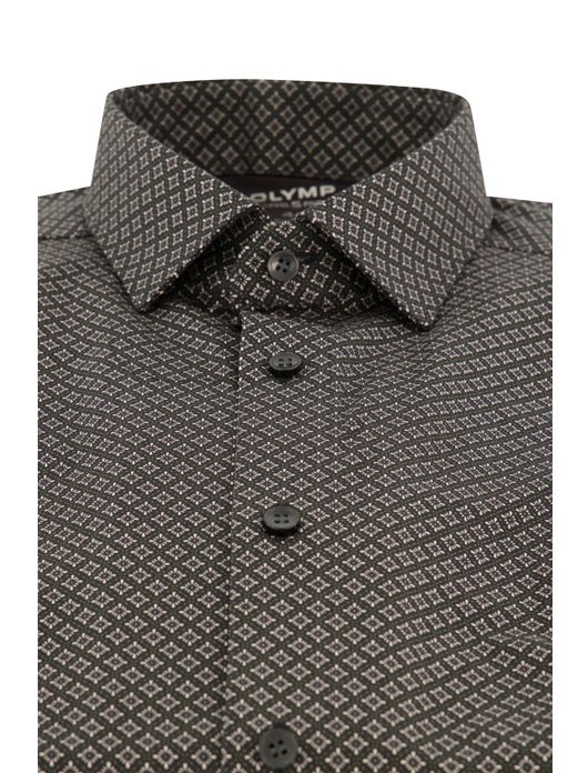 Olymp level 5 overhemd zwart geprint