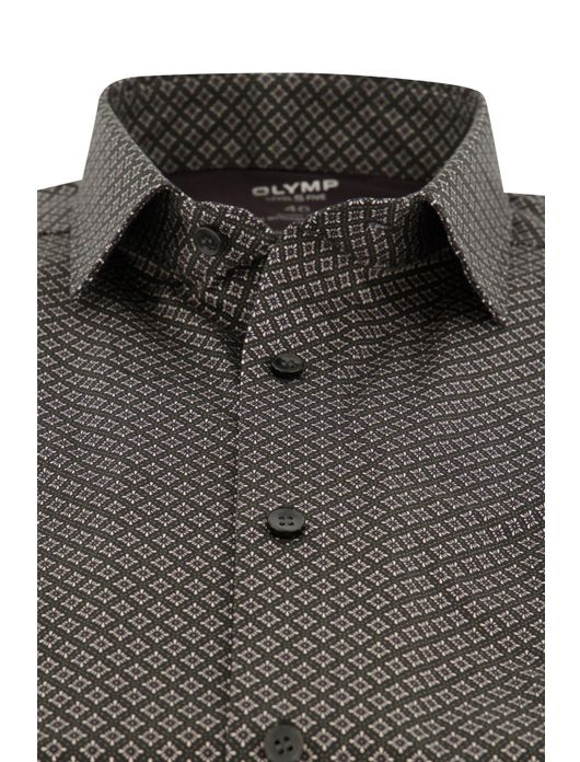 Olymp level 5 overhemd zwart geprint
