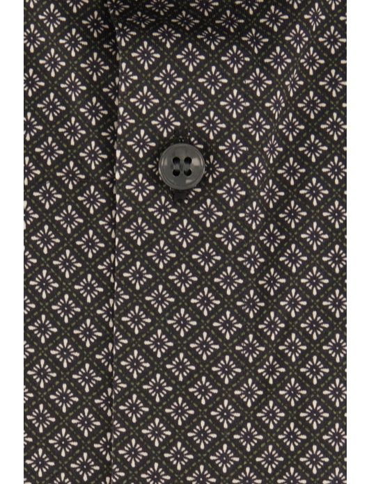 Olymp level 5 overhemd zwart geprint