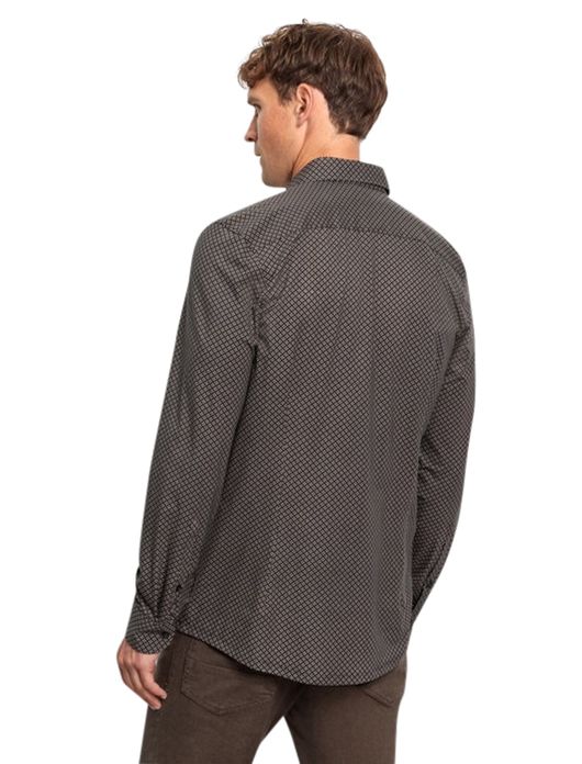 Olymp level 5 overhemd zwart geprint