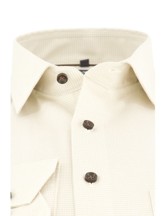 Olymp overhemd modern fit beige geprint
