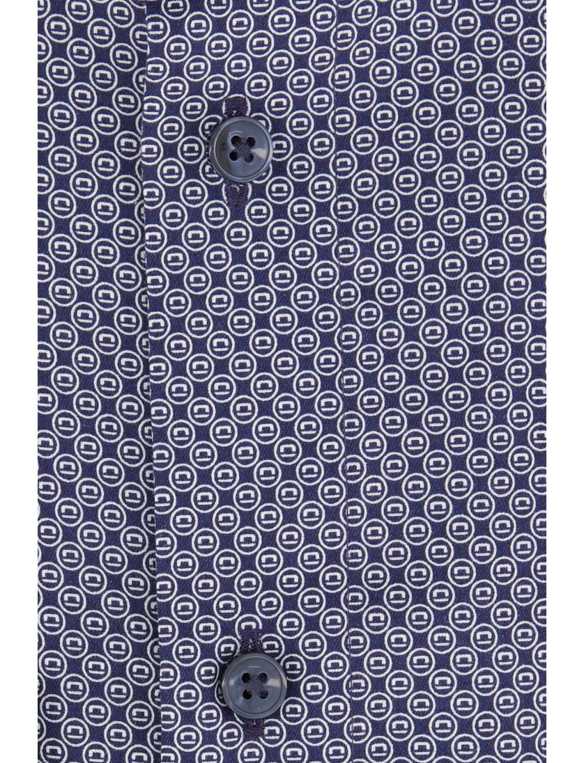 Olymp Luxor overhemd navy geprint Modern Fit met borstzak