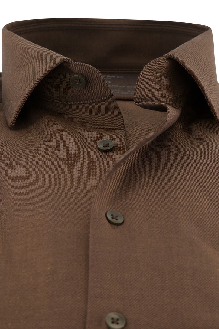 Olymp business overhemd Luxor Modern Fit bruin katoen, stretch