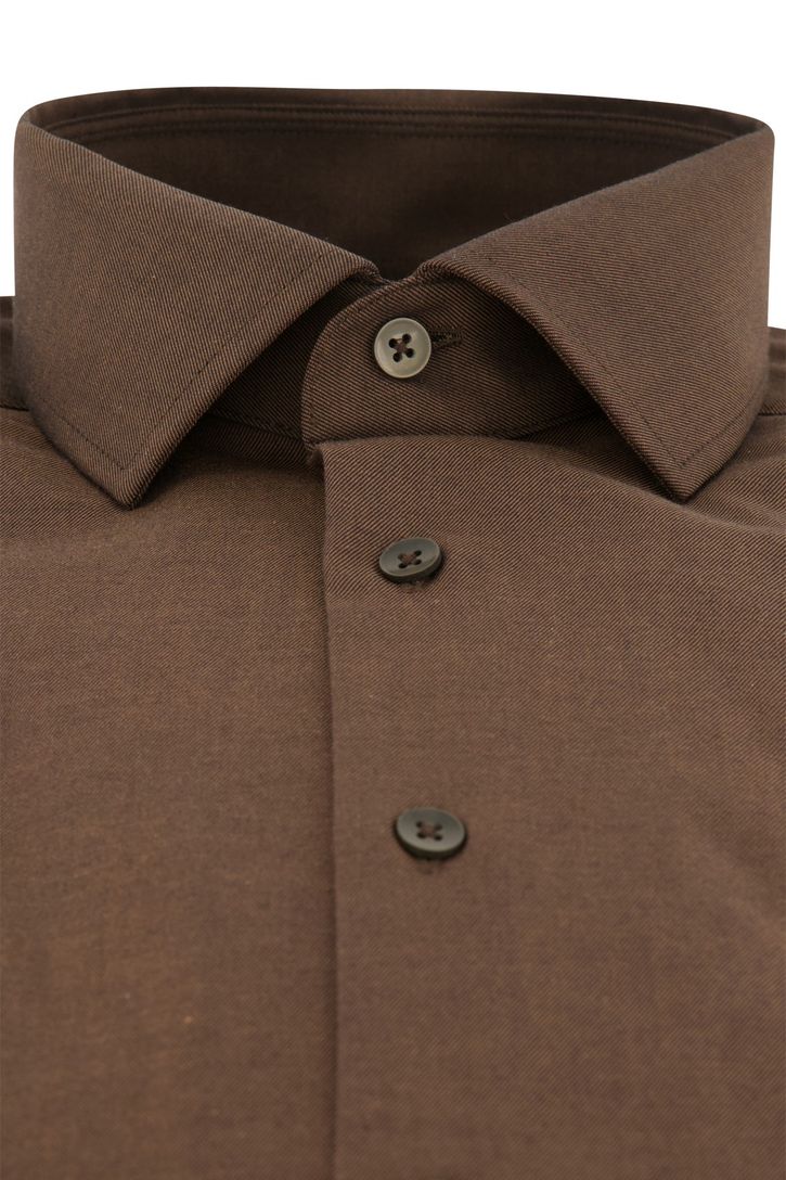 Olymp business overhemd Luxor Modern Fit bruin katoen, stretch