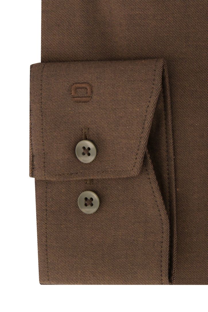 Olymp business overhemd Luxor Modern Fit bruin katoen, stretch