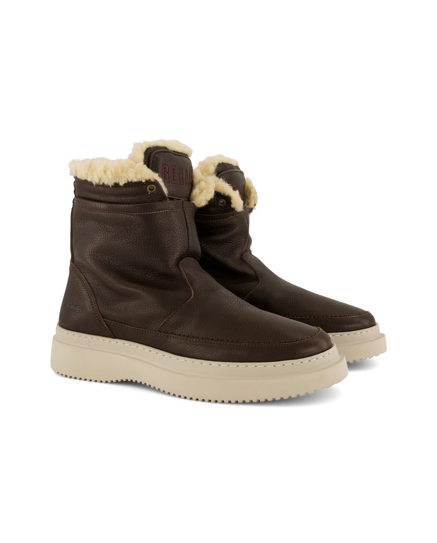 Rehab boots bruin leer gewatteerd beige zool