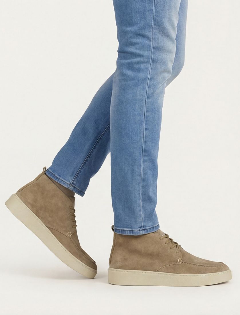 Rehab hoge sneakers effen leer beige