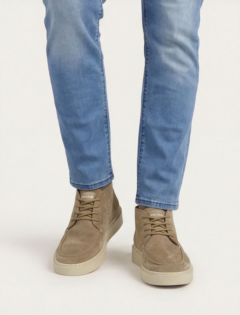 Rehab hoge sneakers effen leer beige