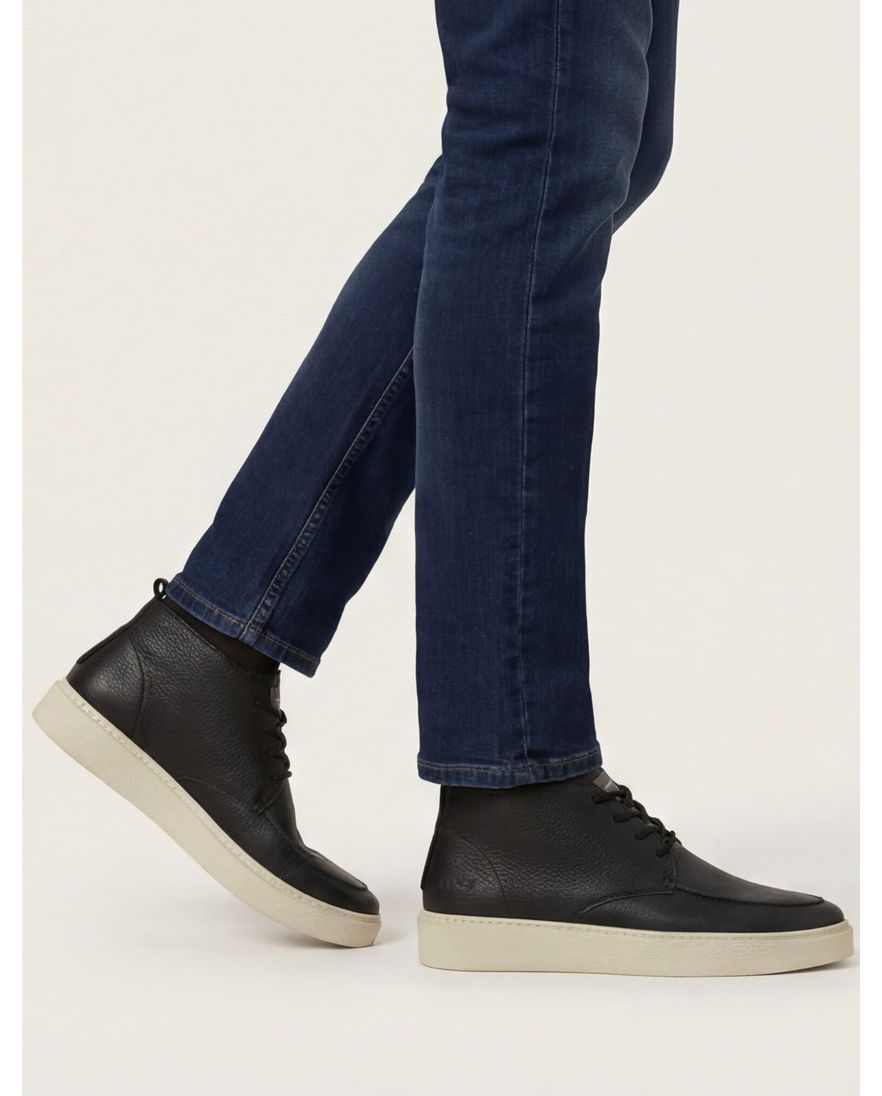 Rehab hoge sneakers zwart effen leer