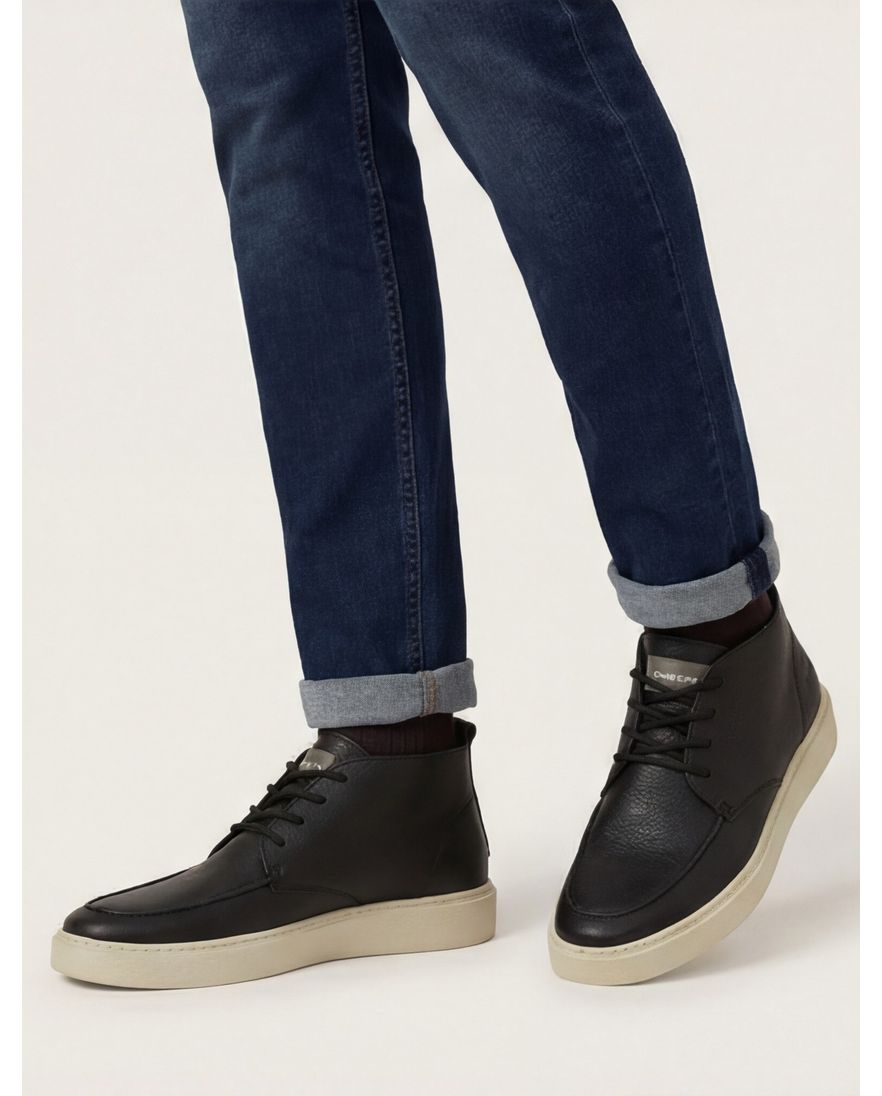 Rehab hoge sneakers zwart effen leer