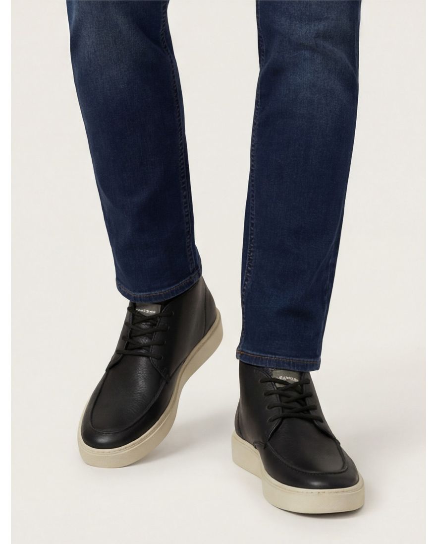 Rehab hoge sneakers zwart effen leer