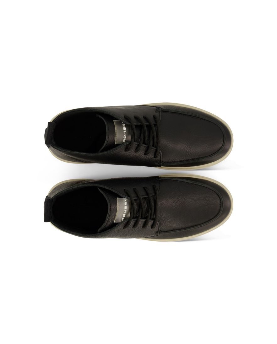 Rehab hoge sneakers zwart effen leer