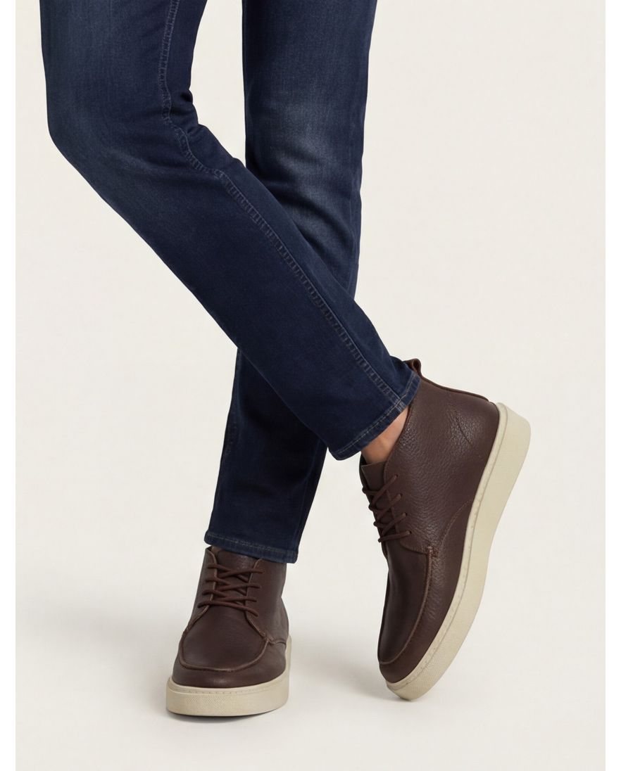 Rehab hoge sneakers bruin leer uni