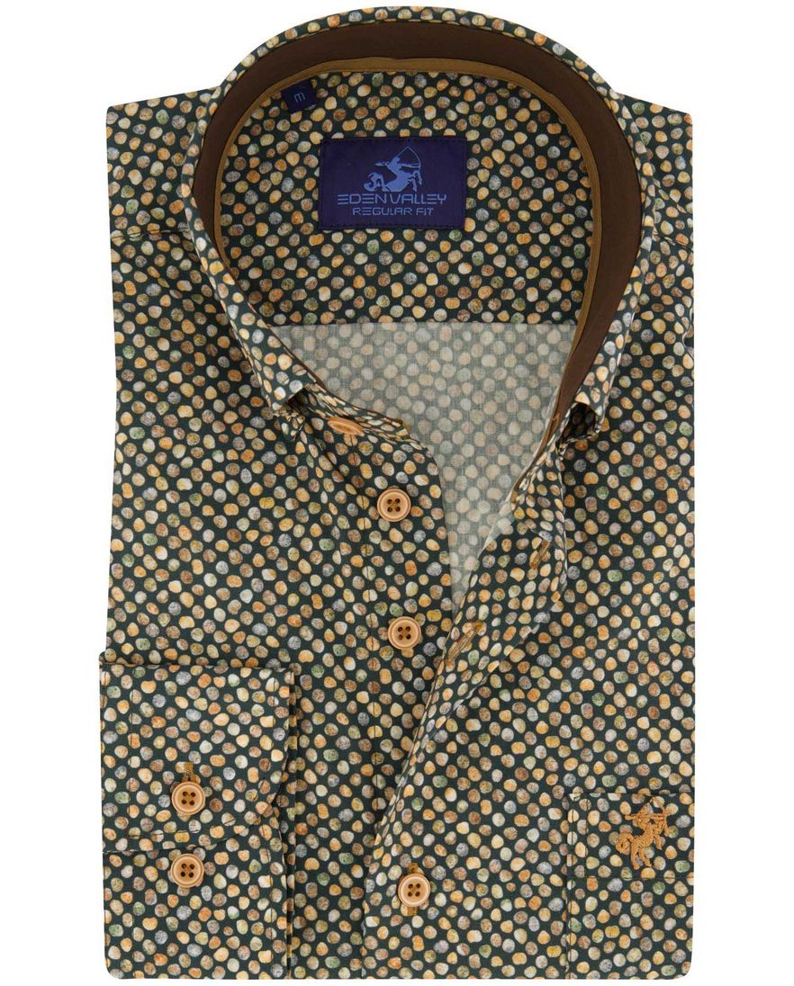 Eden Valley overhemd groen geprint katoen