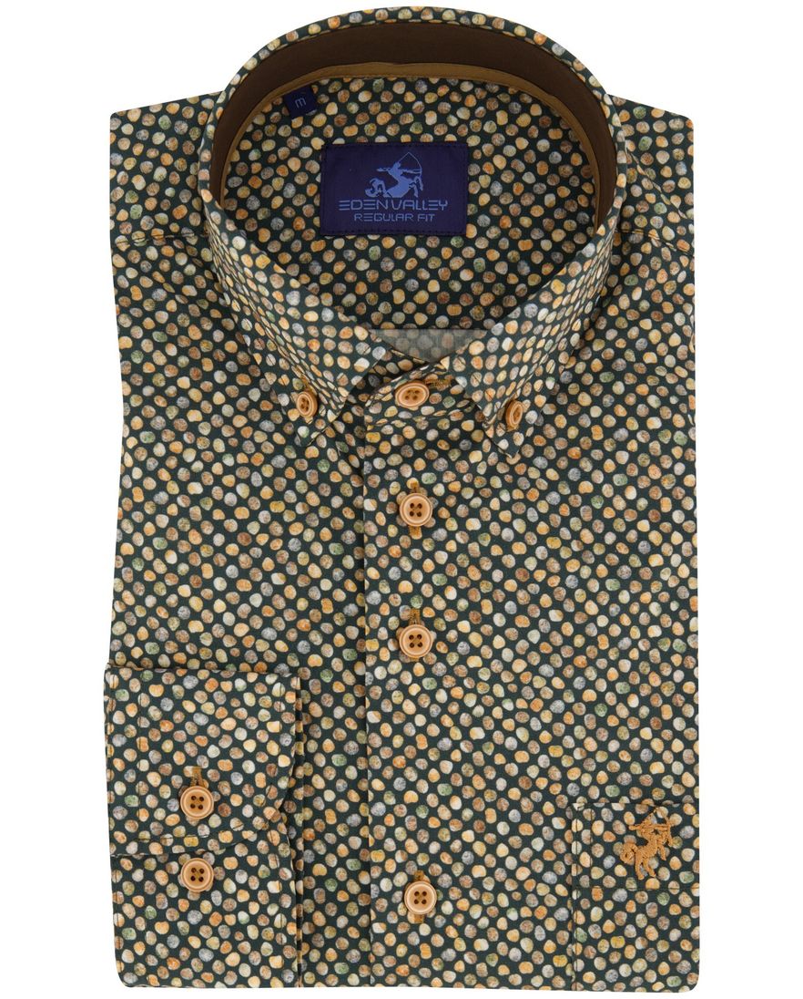 Eden Valley overhemd groen geprint katoen