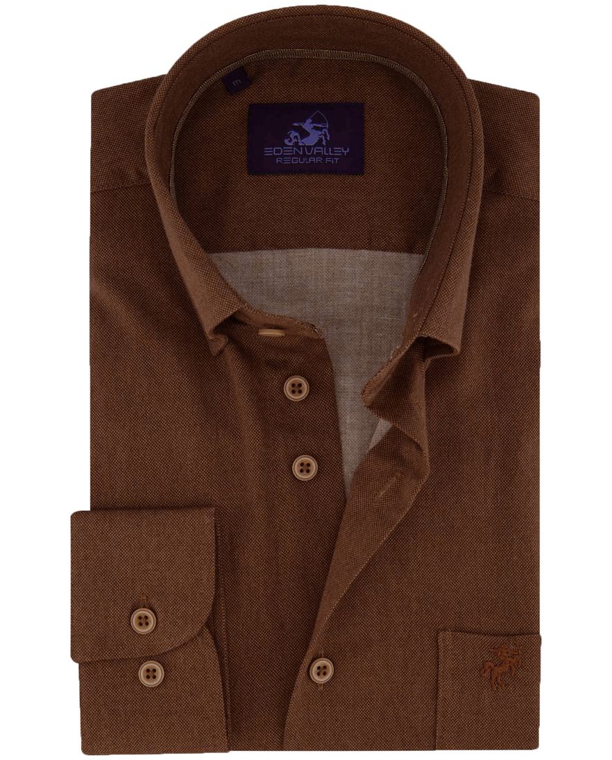 Eden Valley Regular Fit casual overhemd camel borstzak