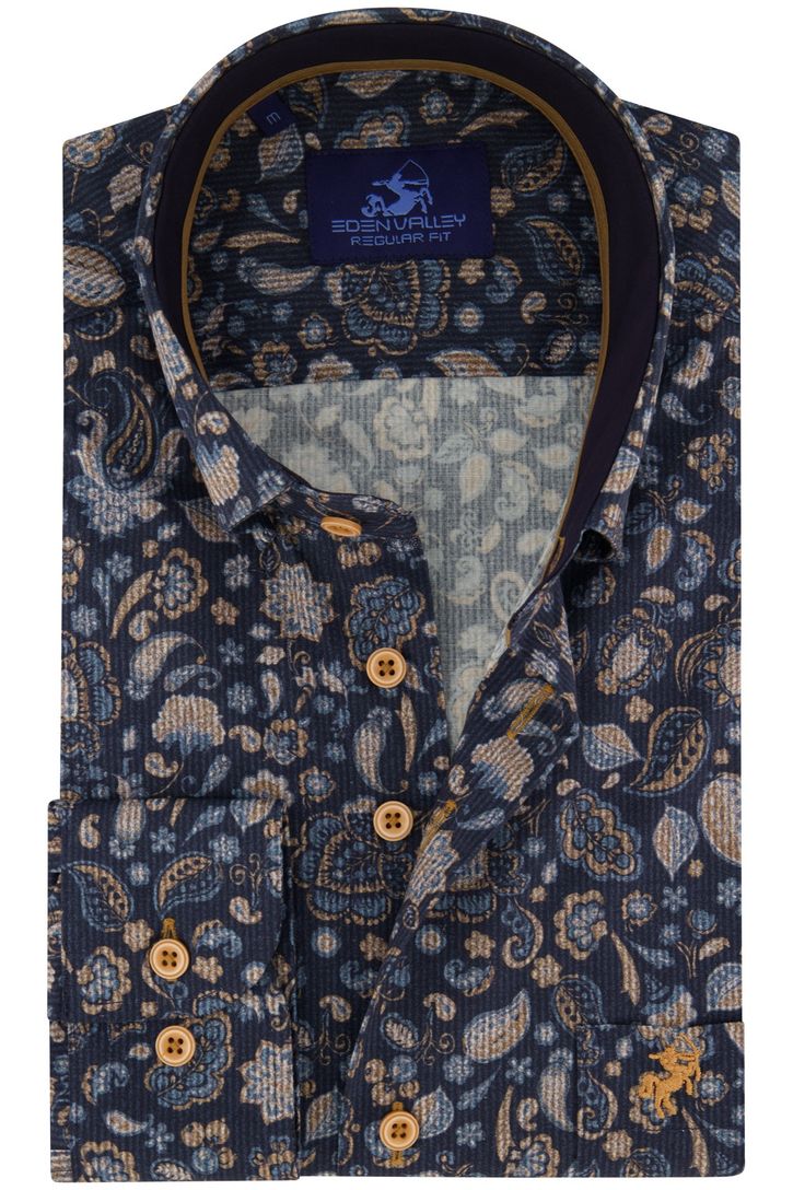 Casual overhemd Eden Valley Regular Fit donkerblauw stretch