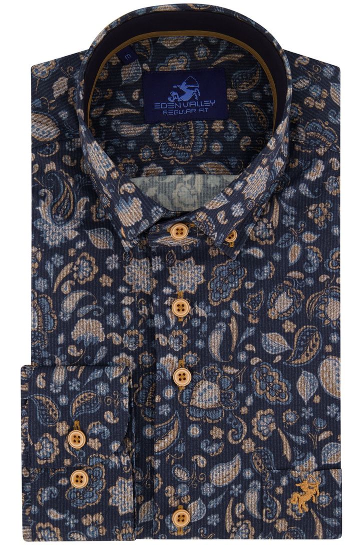Casual overhemd Eden Valley Regular Fit donkerblauw stretch