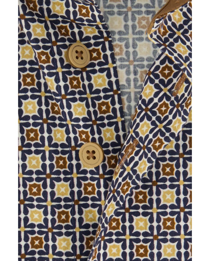 Eden Valley Regular Fit casual overhemd donkerblauw geel