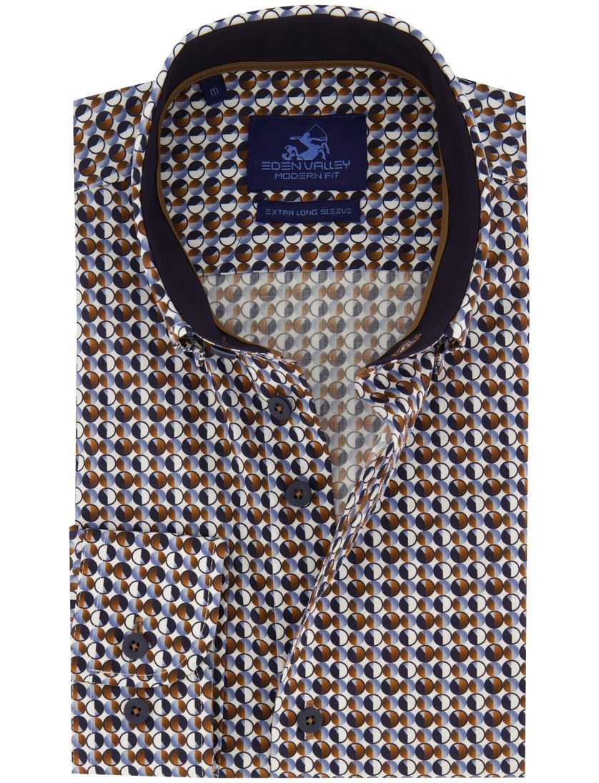 Eden Valley casual overhemd mouwlengte 7 bruin geprint