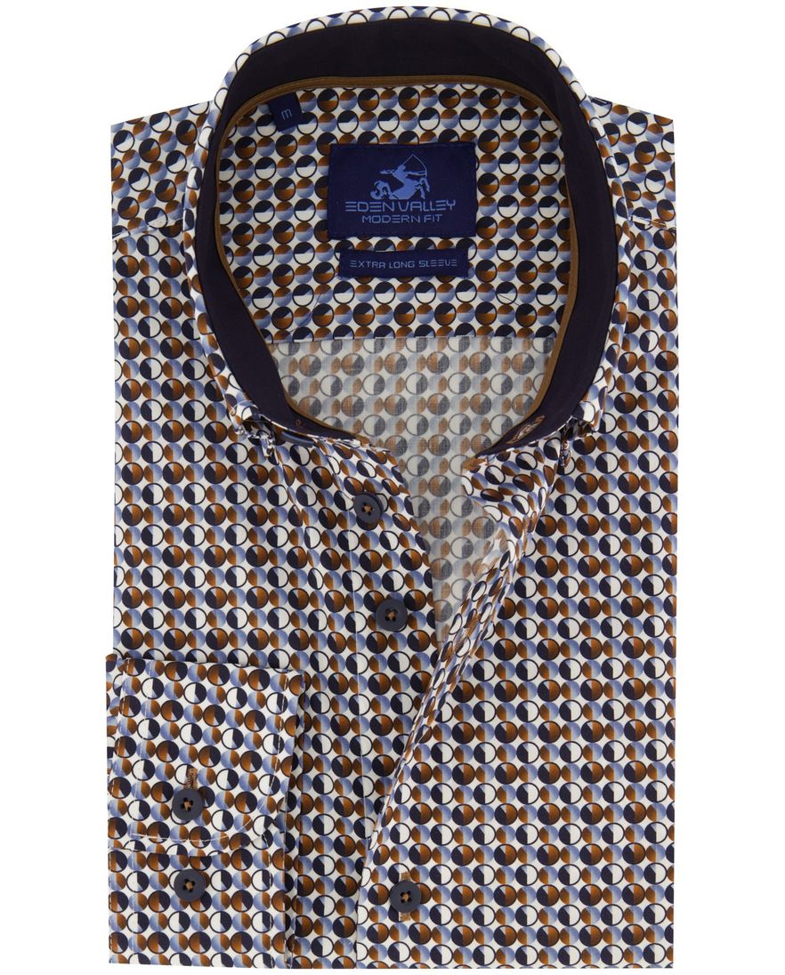 Eden Valley Modern Fit overhemd mouwlengte 7 bruin