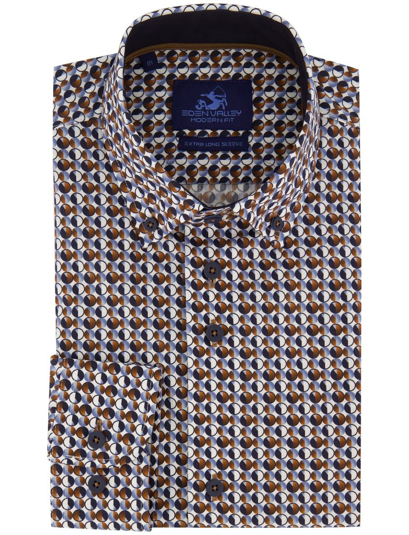 Eden Valley casual overhemd mouwlengte 7 bruin geprint