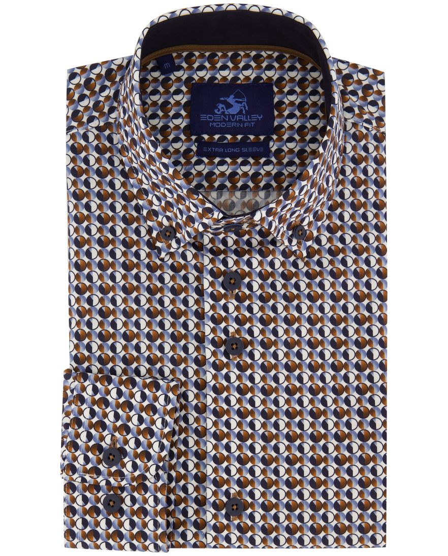 Eden Valley Modern Fit overhemd mouwlengte 7 bruin