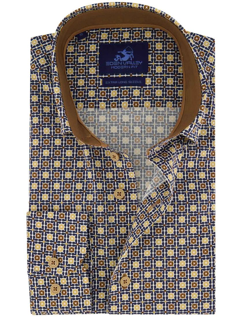 Eden Valley overhemd normale fit donkerblauw met print