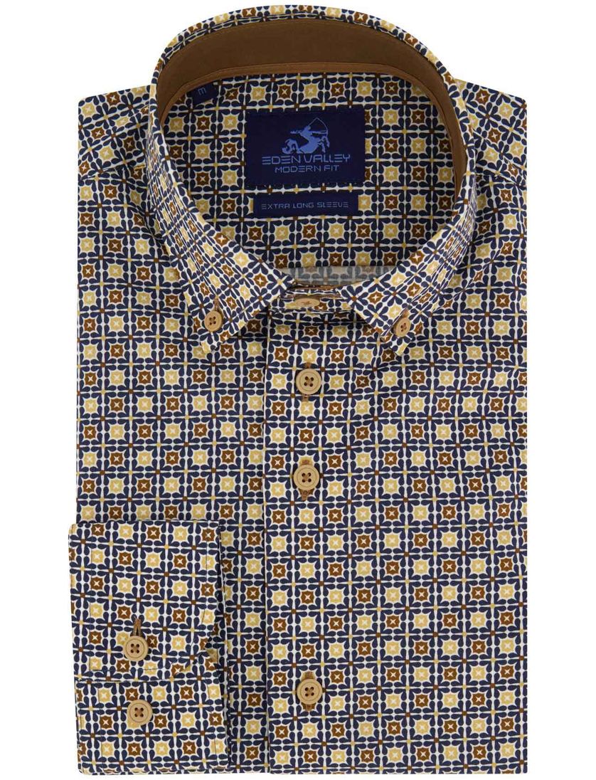 Eden Valley overhemd normale fit donkerblauw met print