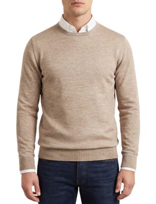 Thomas Maine Thomas Maine trui beige effen normale fit ronde hals