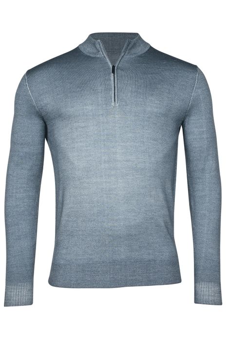 Thomas Maine trui blauw half-zip normale fit
